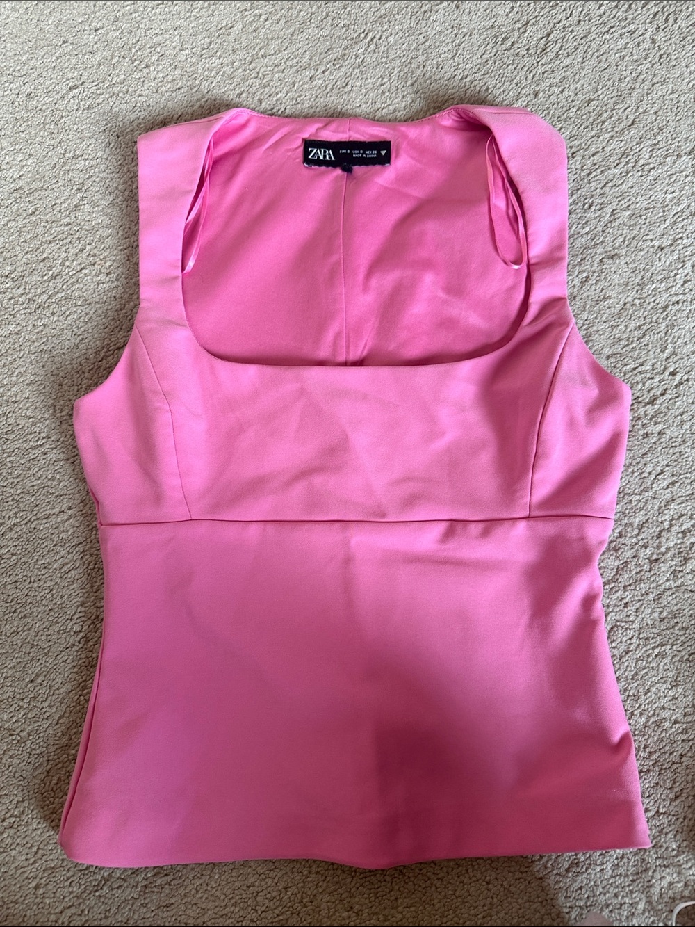 Zara Hot Pink Square Neck Sleeveless Camisole